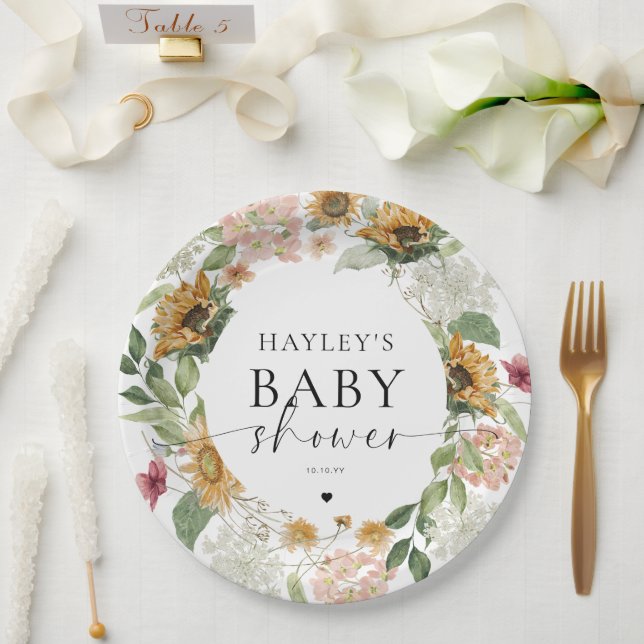 Plato De Papel Mews Sunflower Fall Baby Shower (Boda)