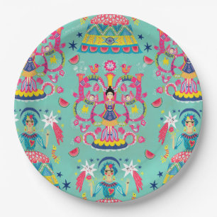 Plato De Papel Mexican Fiesta Frida