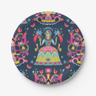 Plato De Papel Mexican Fiesta Frida