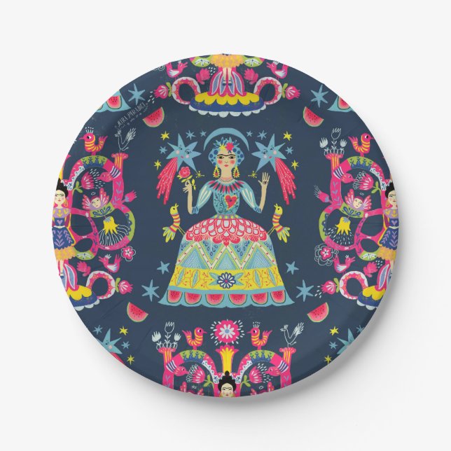 Plato De Papel Mexican Fiesta Frida (Anverso)