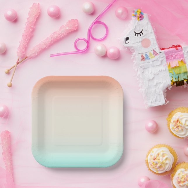 Plato De Papel Mezclas de lino azul coral (Fiesta)