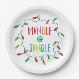 Plato De Papel Mezcle y cascabelee las luces de navidad