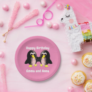 Plato De Papel Mi amigo el pingüino, personalizado para la Papan