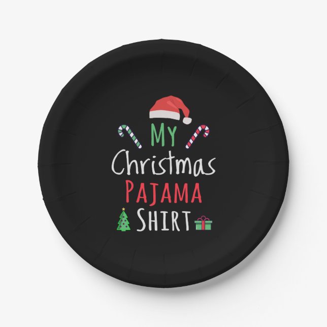 Plato De Papel Mi Camisa de pijama de Navidad (Anverso)