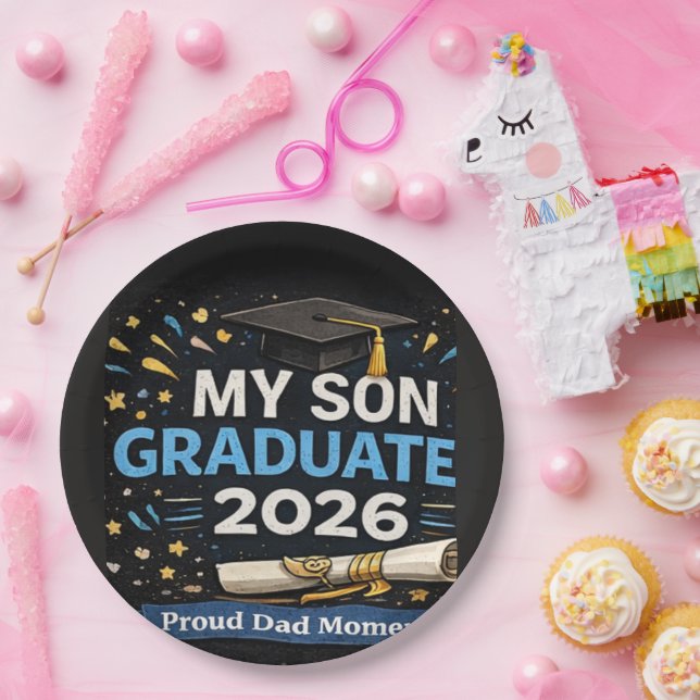 Plato De Papel Mi hijo se graduó 2026 (Fiesta)