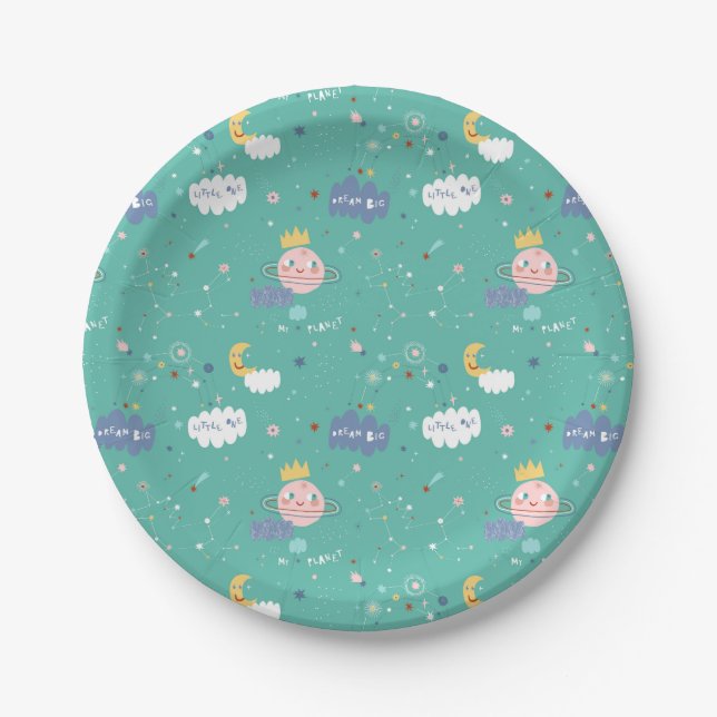 Plato De Papel Mi planeta sueño grande pequeño patrón (Anverso)