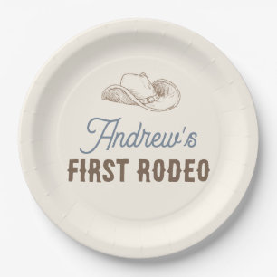 Plato De Papel Mi primer cumpleaños personalizado de Rodeo