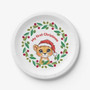 Plato De Papel Mi primer ornamento navideño