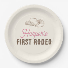Plato De Papel Mi Primer Rodeo Cumpleaños Personalizado de Vaquer