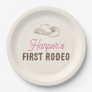 Plato De Papel Mi Primer Rodeo Cumpleaños Personalizado de Vaquer