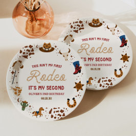 Plato De Papel Mi segundo Fiesta de cumpleaños de Rodeo Occidenta