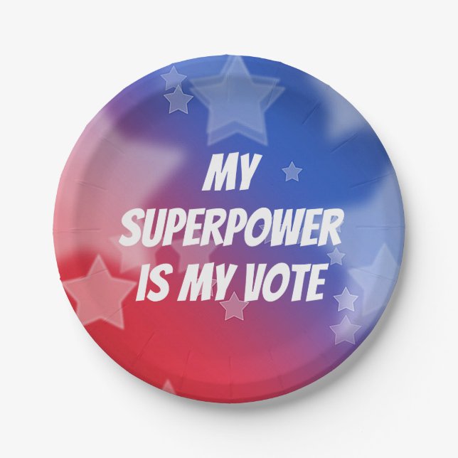 Plato De Papel Mi superpoder es mi voto (Anverso)