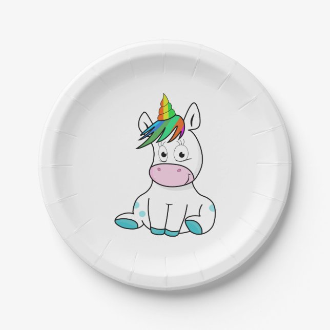 Plato De Papel Mi unicornio lindo (Anverso)