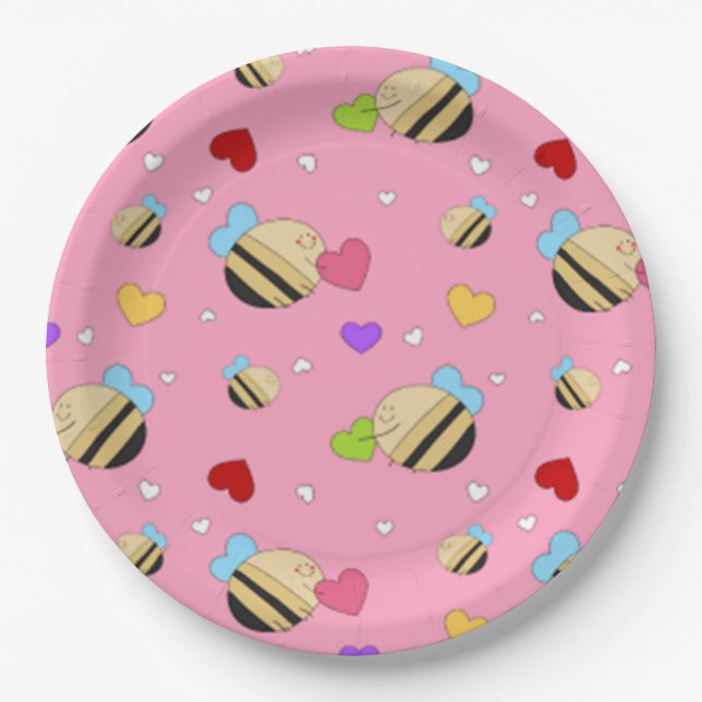 Plato De Papel Mía Abeja San Valentín (Anverso)