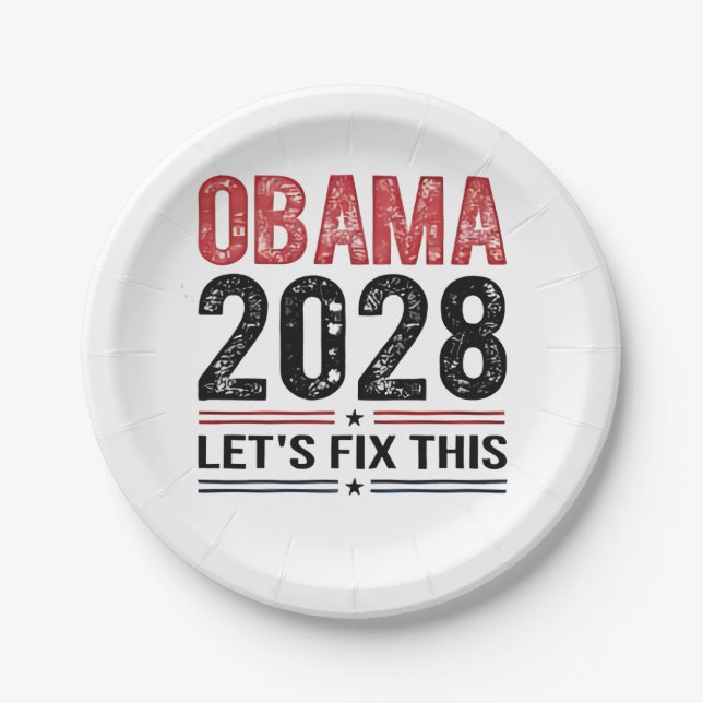 Plato De Papel Michelle Obama para el presidente Obama 2028 (Anverso)