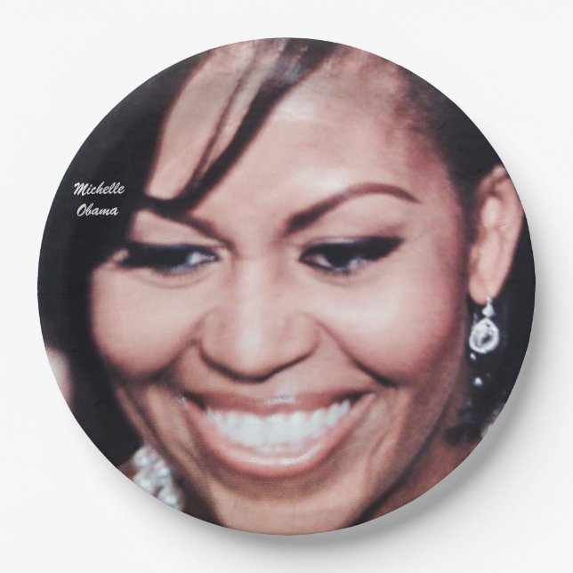 Plato De Papel MICHELLE OBAMA, placa AMERICANA DE PRIMERA DAMA (Anverso)