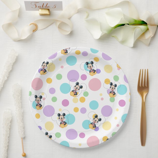 Plato De Papel Mickey Mouse Polka Dot Baby Shower (Boda)