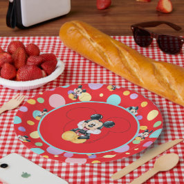 Plato De Papel Mickey Mouse Polka Dot  red Baby Shower