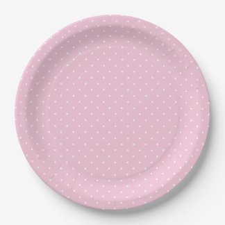 Plato De Papel Micro Polka Dot White - Light Pink