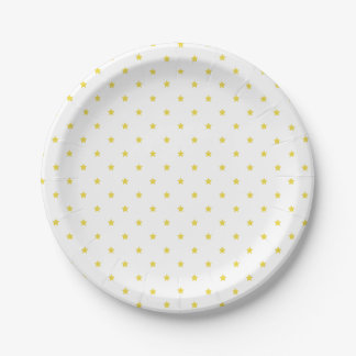 Plato De Papel Micro Stars Golden Yellow - White