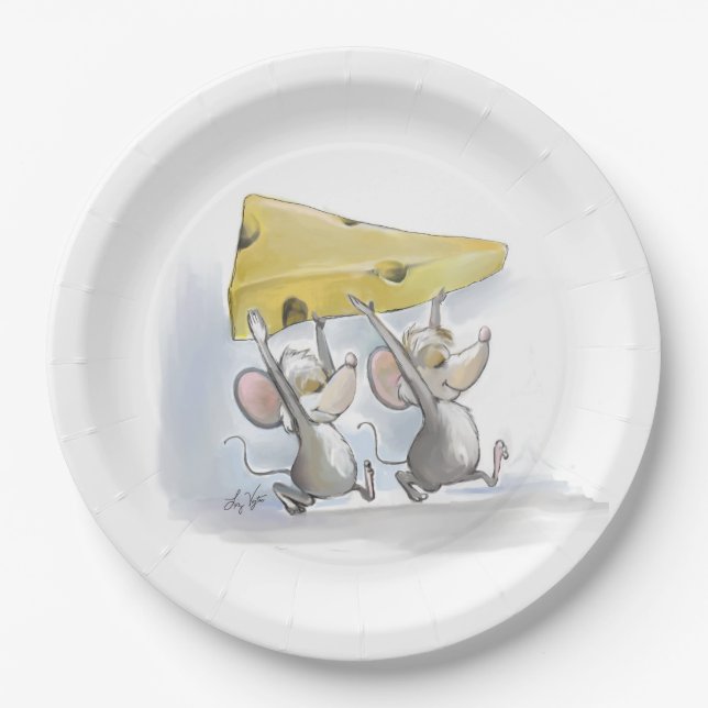 Plato De Papel Micrófono Y Mac Llevando La Placa De Papel Queso (Anverso)