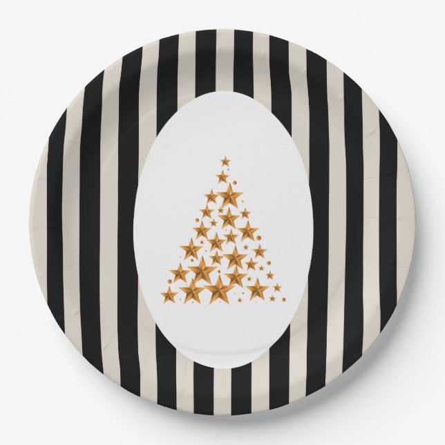 Plato De Papel Mid century christmas tree with Golden star (Anverso)