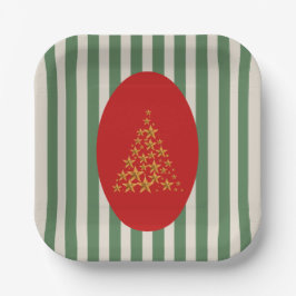 Plato De Papel Mid century christmas tree with Golden star