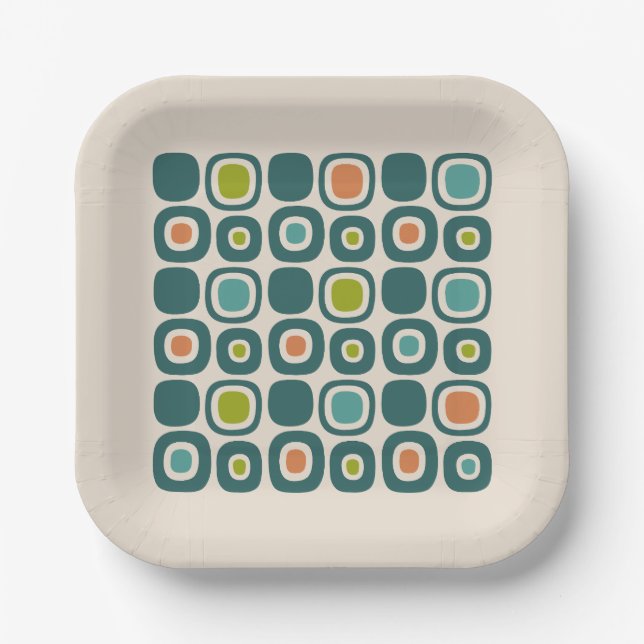 Plato De Papel Mid Century Modern Garden Path Pattern (Anverso)