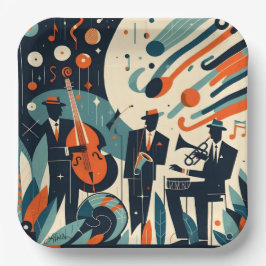 Plato De Papel Mid Century Modern Jazz Age Trio