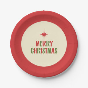 Plato De Papel Mid Century Modern Retro Merry Christmas