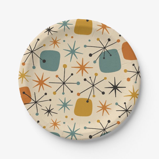 Plato De Papel Mid Century Modern Starburst Pattern (Anverso)