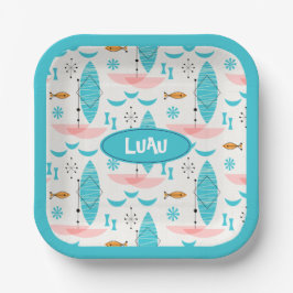 Plato De Papel Mid Century Pink Catamaran