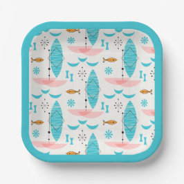 Plato De Papel Mid Century Pink Catamaran