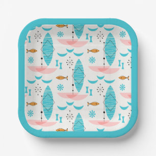 Plato De Papel Mid Century Pink Catamaran
