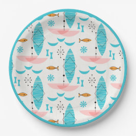Plato De Papel Mid Century Pink Catamaran