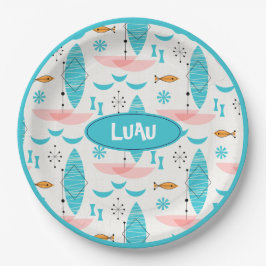 Plato De Papel Mid Century Pink Catamaran