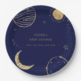 Plato De Papel Midnight Galaxy - Espacio Ultraterrestre Boy Baby