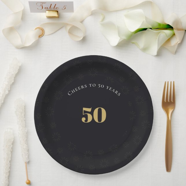 Plato De Papel Midnight Gold Milestone (Boda)
