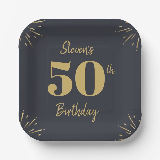 Plato De Papel Midnight Gold Milestone Paper Plates (Anverso)