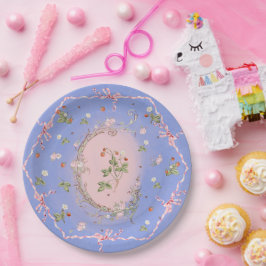 Plato De Papel Mignonette Strawberries Placa grande azul francés