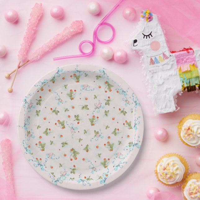 Plato De Papel Mignonette Strawberries Placa grande azul francés (Fiesta)