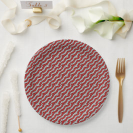 Plato De Papel Mikitez redwhite candycane ChristmasPattern