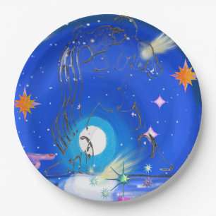 Plato De Papel Mikitiez aquarius galaxia verano resplandor