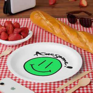 Plato De Papel Mikitiez cara sonriente escuela primavera verano v