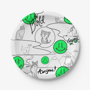 Plato De Papel Mikitiez meow fiesta de verano