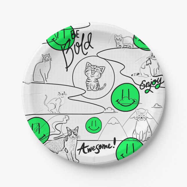 Plato De Papel Mikitiez meow fiesta de verano (Anverso)