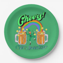 Plato De Papel Mikitiez verde afortunado Saint Patrick's Day iris