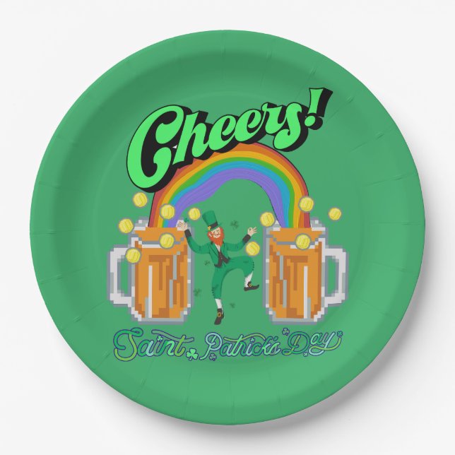 Plato De Papel Mikitiez verde afortunado Saint Patrick's Day iris (Anverso)