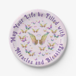 Plato De Papel Milagros y bendiciones Ángel Ing