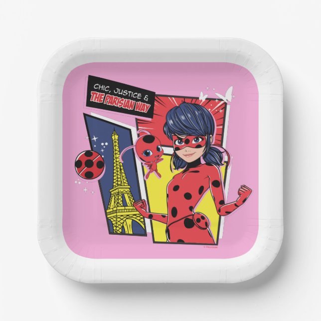 Plato De Papel Milagroso Comic Ladybug Parisian Way (Anverso)